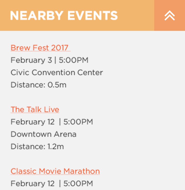 Nearby Events - Related Content Zoomed