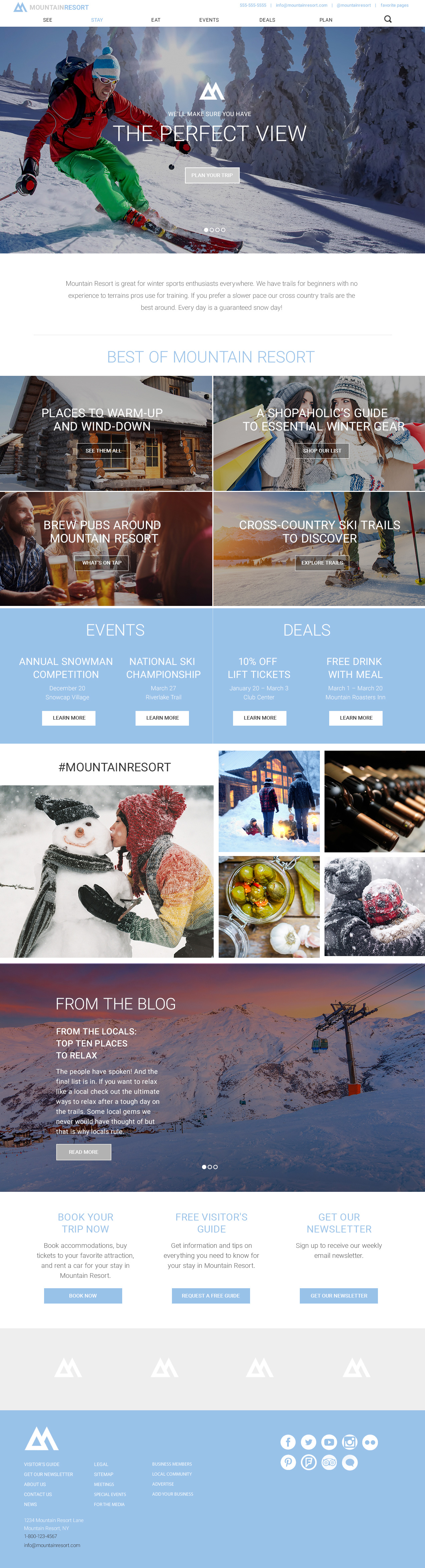 Mountain Resort Theme Homepage Desktop Preview